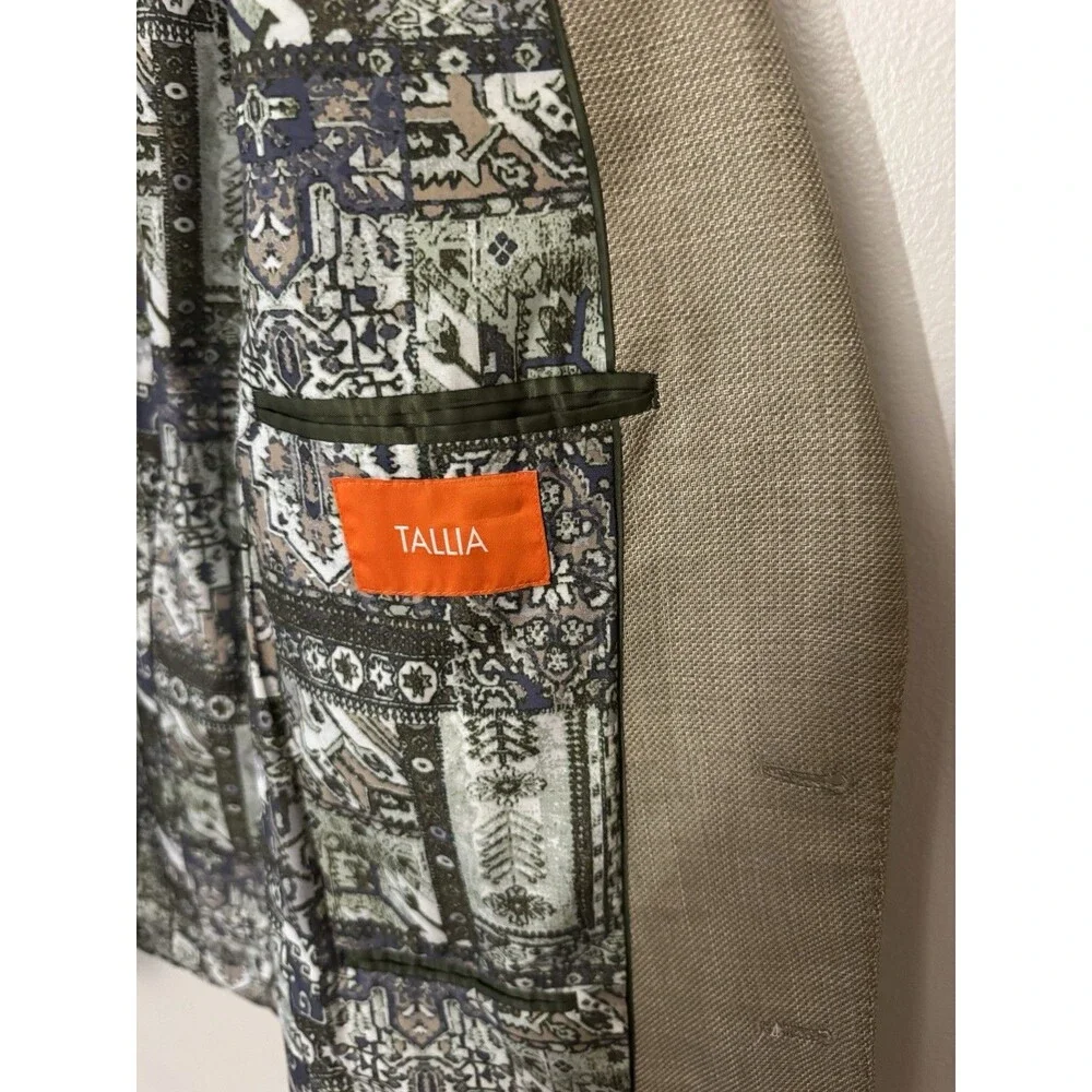Tallia Men’s Size 42L Tan/Beige Two-Button Sport Coat Blazer Jacket